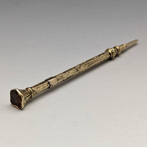 アンティーク シャープペンシル ゴールドプレート ガラス装飾 伸縮式70-90mm